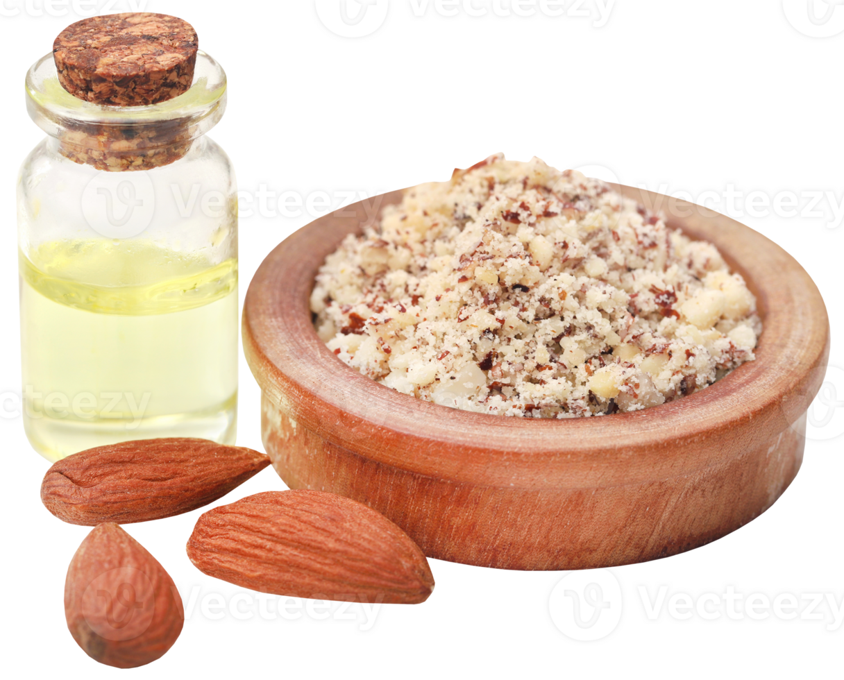 Crushed with peeled almond with oil in a bottle png