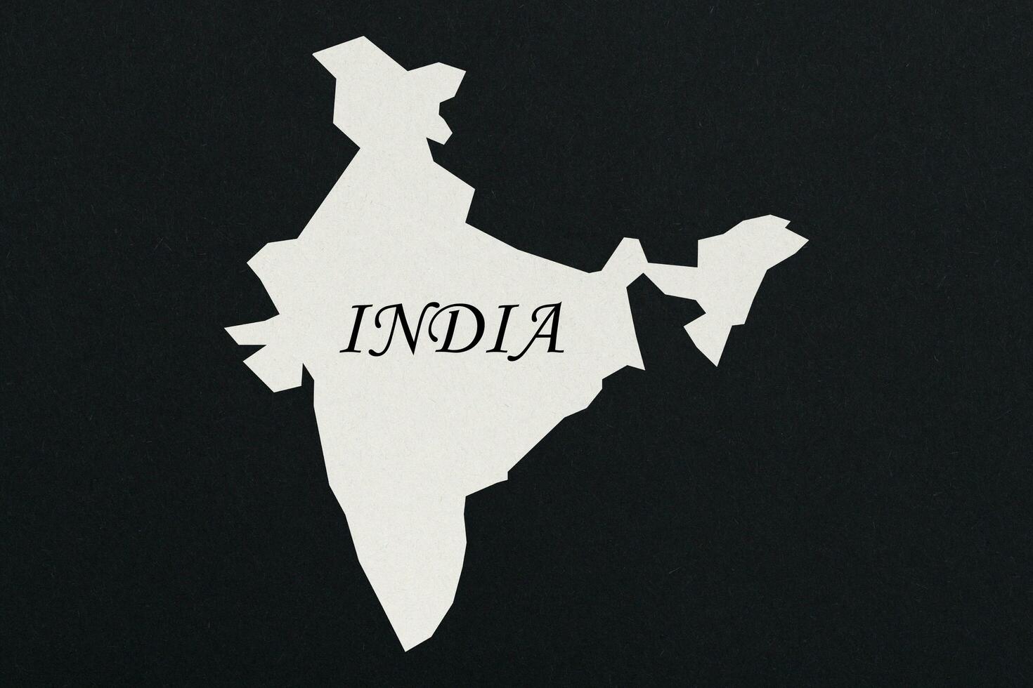 White map of India on black paper photo