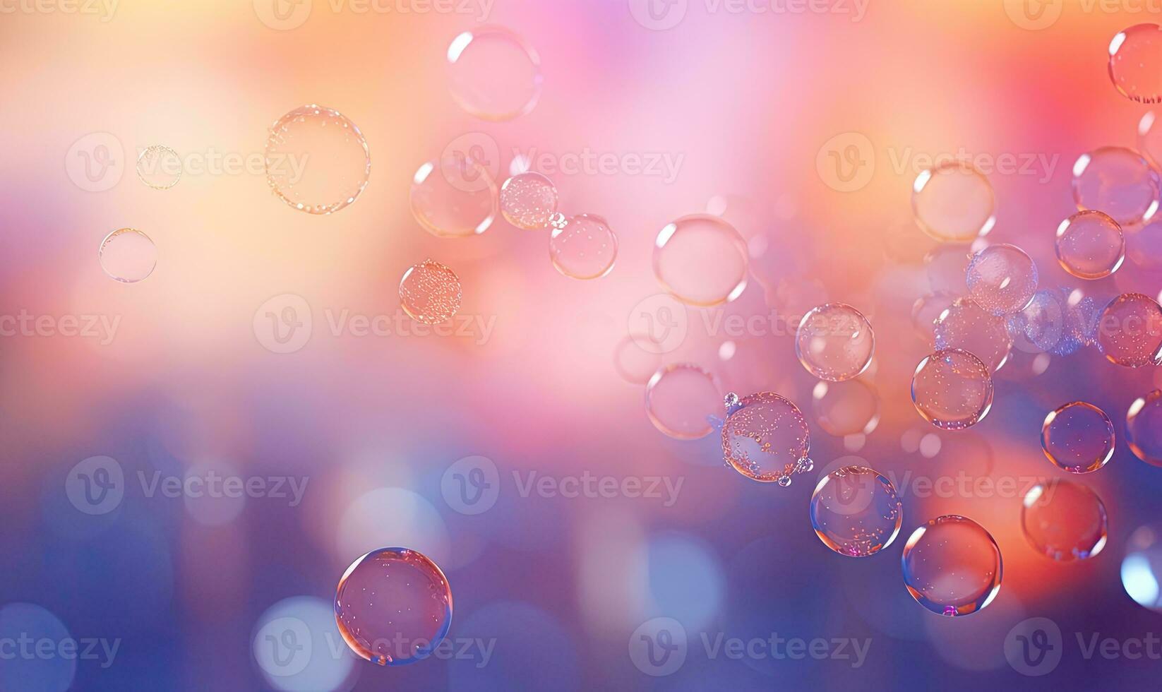 Vibrant composition of floating water droplets. Created by AI photo