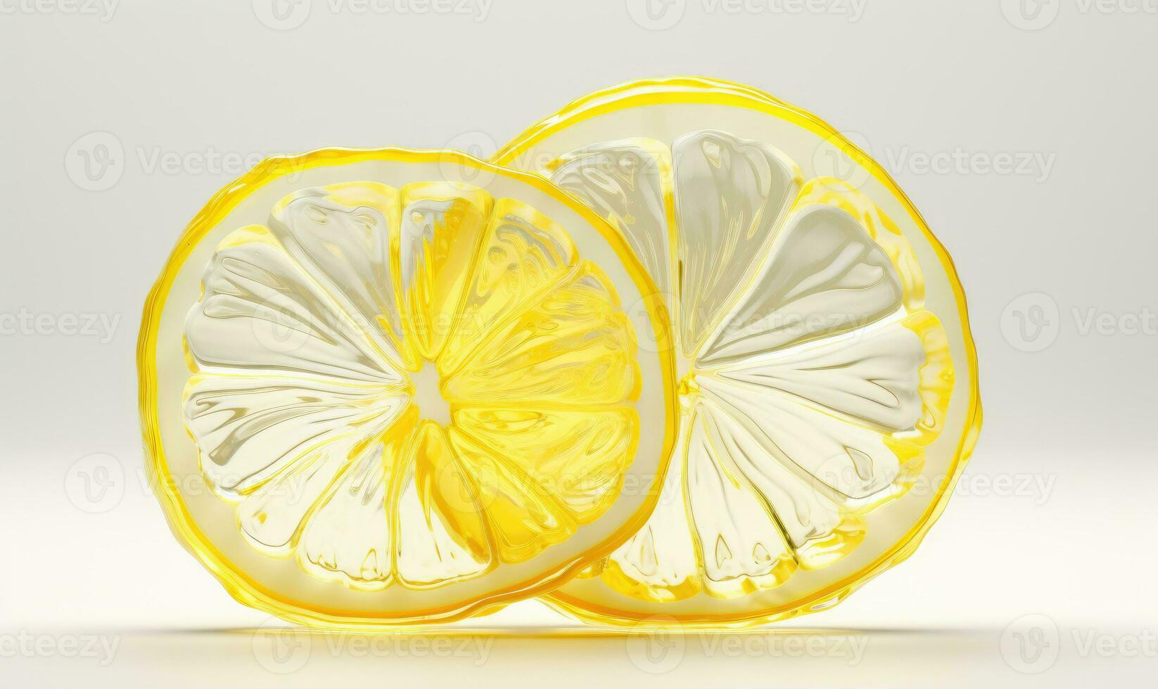 Lemon slice with a glassmorphism effect. Created by AI photo