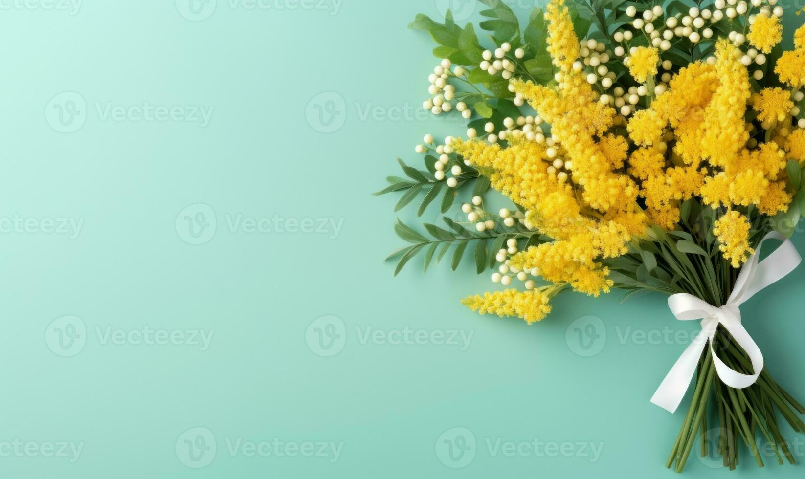 Vibrant bouquet of mimosa flowers. AI Generative photo