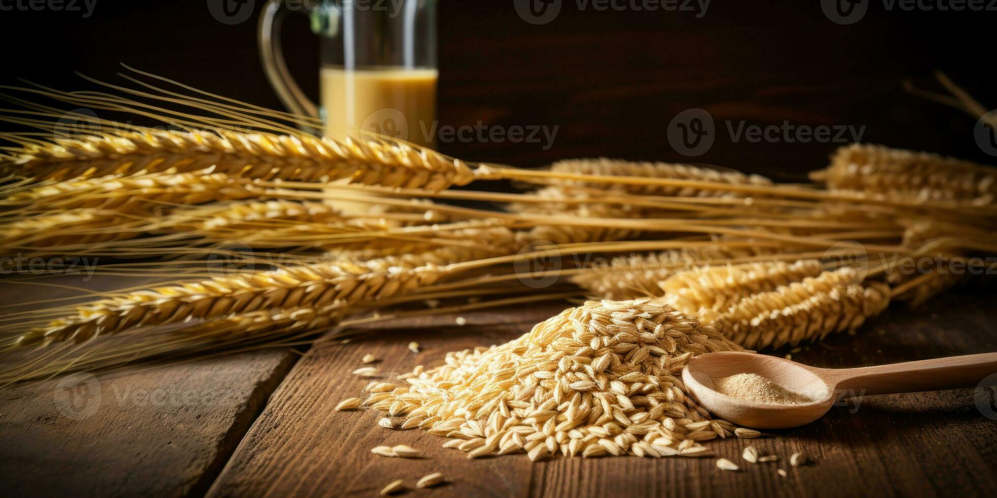 Close-up of wheat grains. AI Generative photo