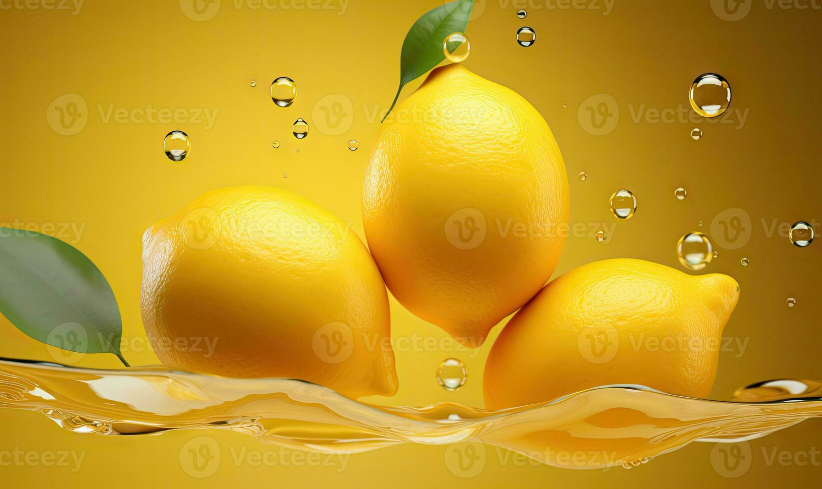 Vibrant oranges submerged in clear water with effervescent bubbles, set against a smooth bright backdrop. Created by AI photo