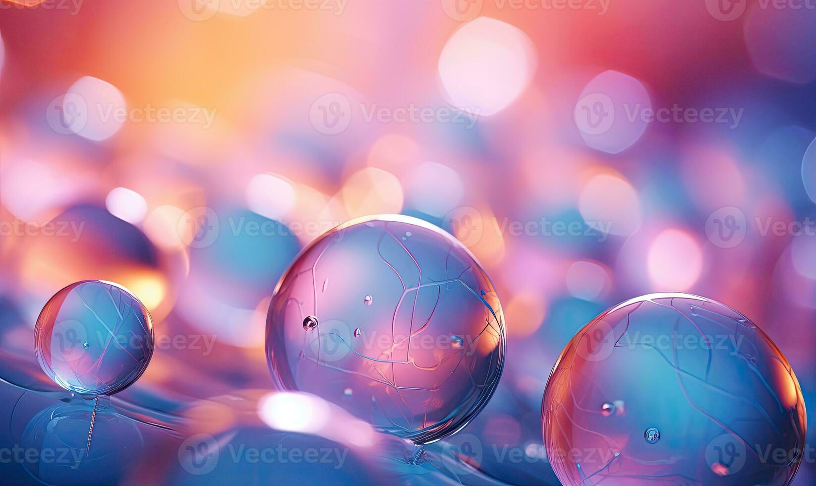 close-up composition of colorful glass bubbles. AI Generative photo