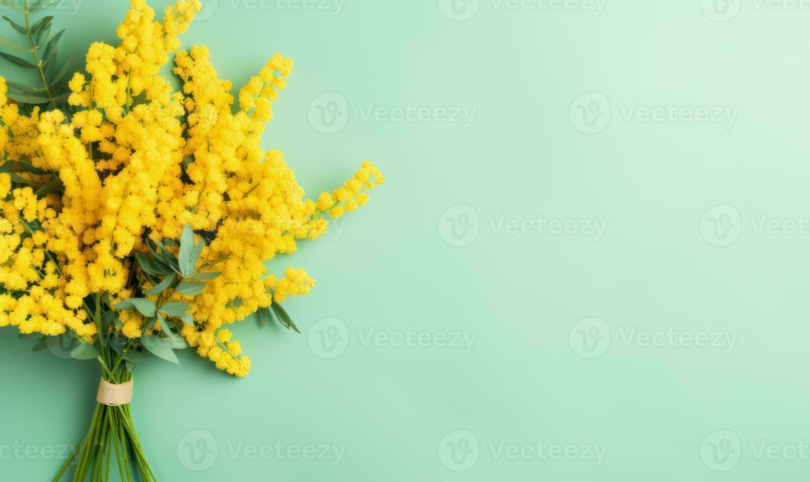 Vibrant bouquet of mimosa flowers. Created by AI photo