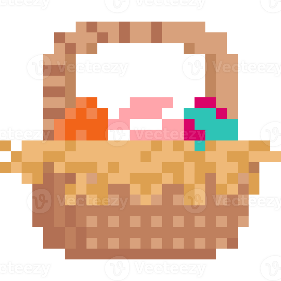 Pixel art easter egg basket icon 31098050 PNG