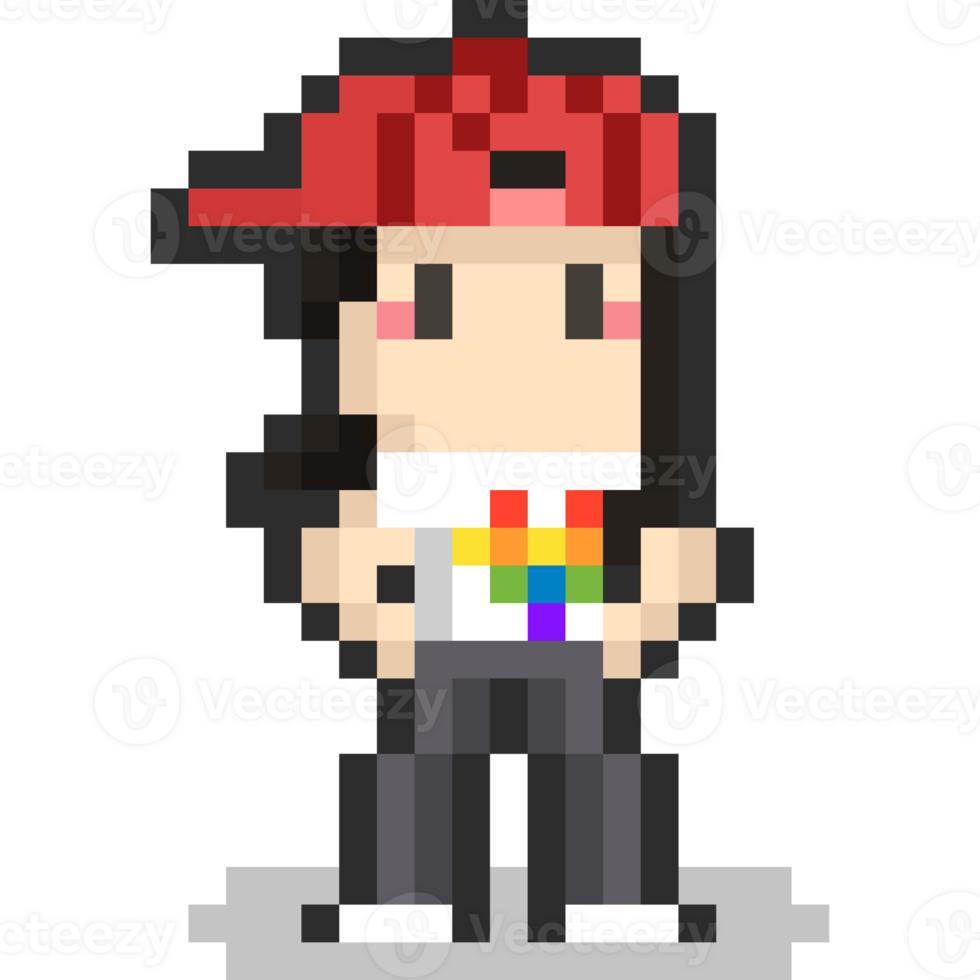 Pixel art cartooon lgbt character png