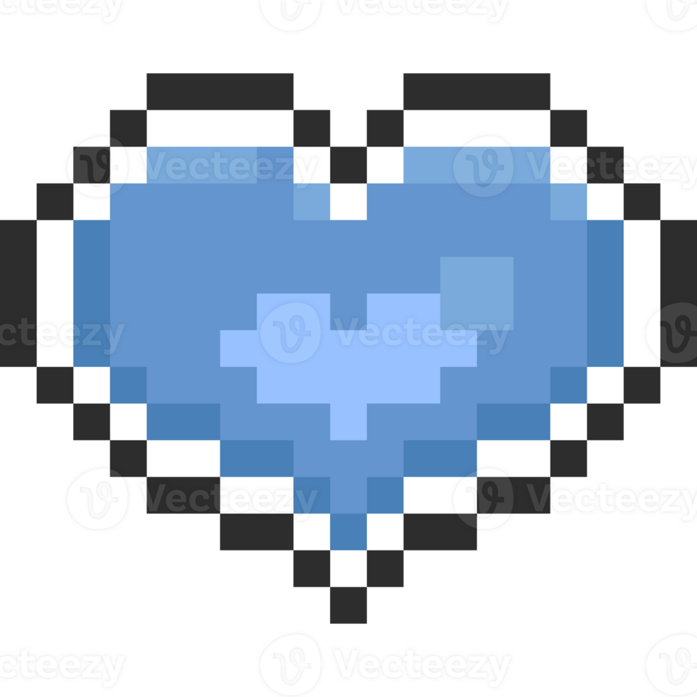 Pixel art blue heart icon png