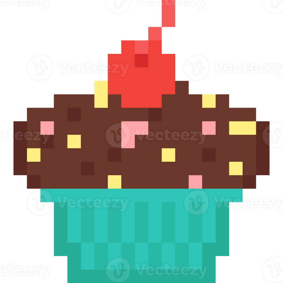 Pixel art chocolate cupcake icon png