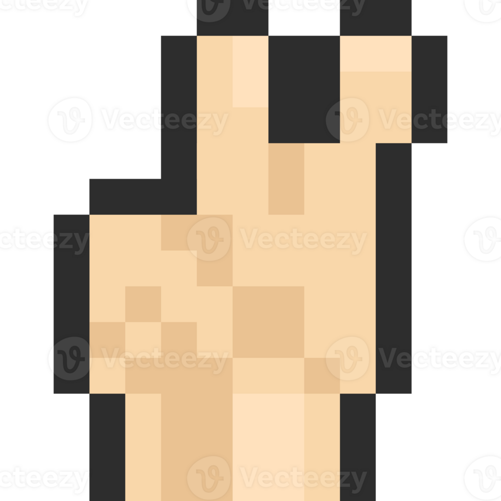 Pixel art cartoon victory sign icon png