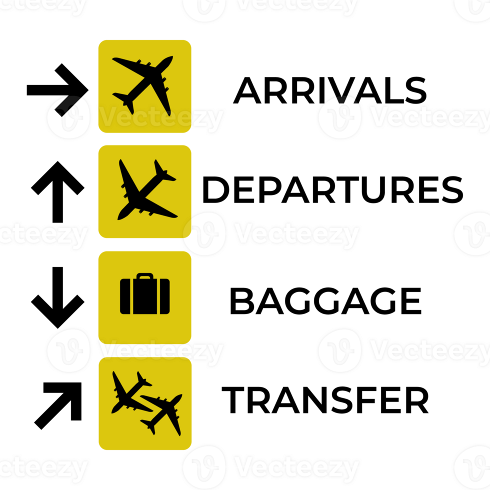 Set of airport signs. Airport direction banners. Airport boards. png