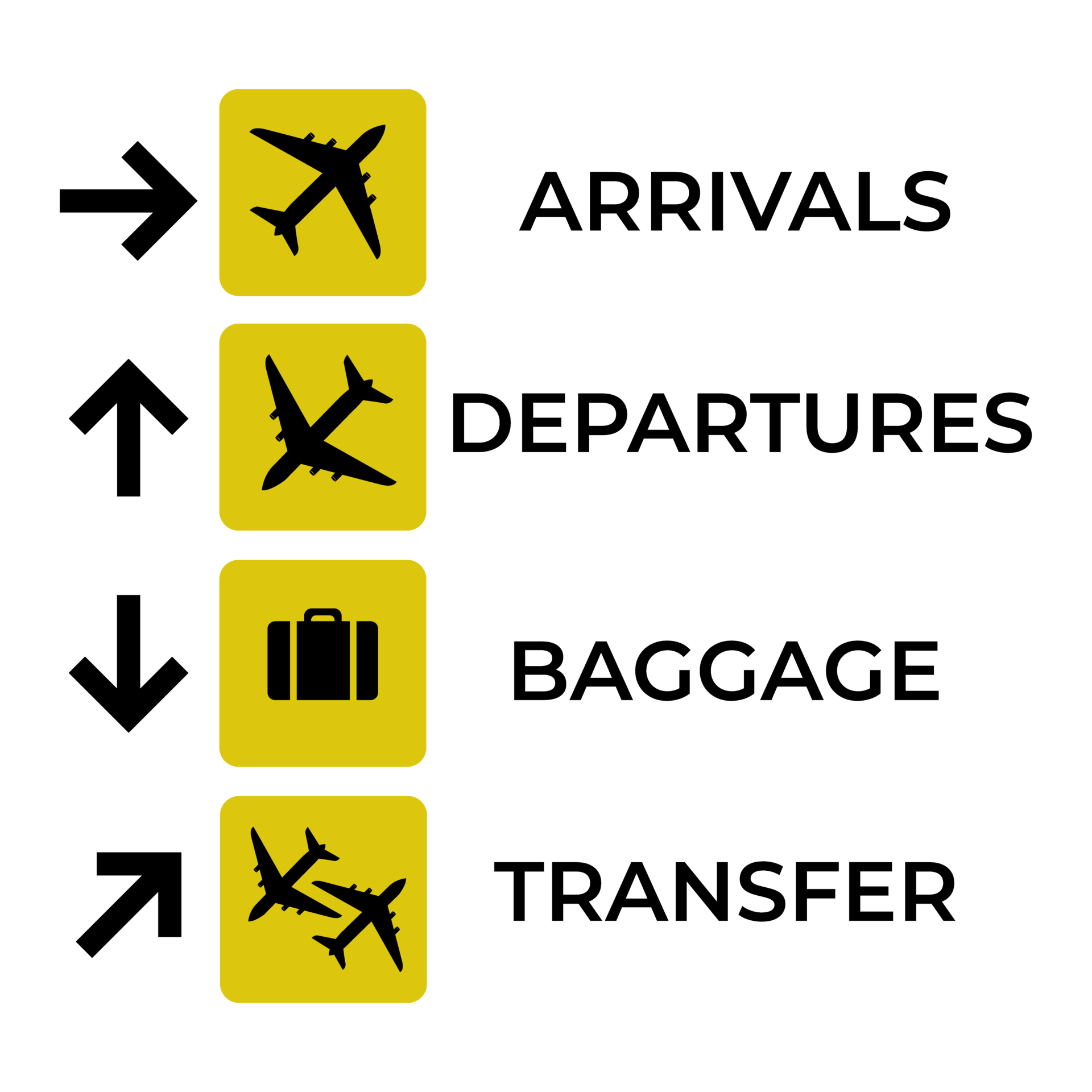 Set of airport signs. Airport direction banners. Airport boards ...