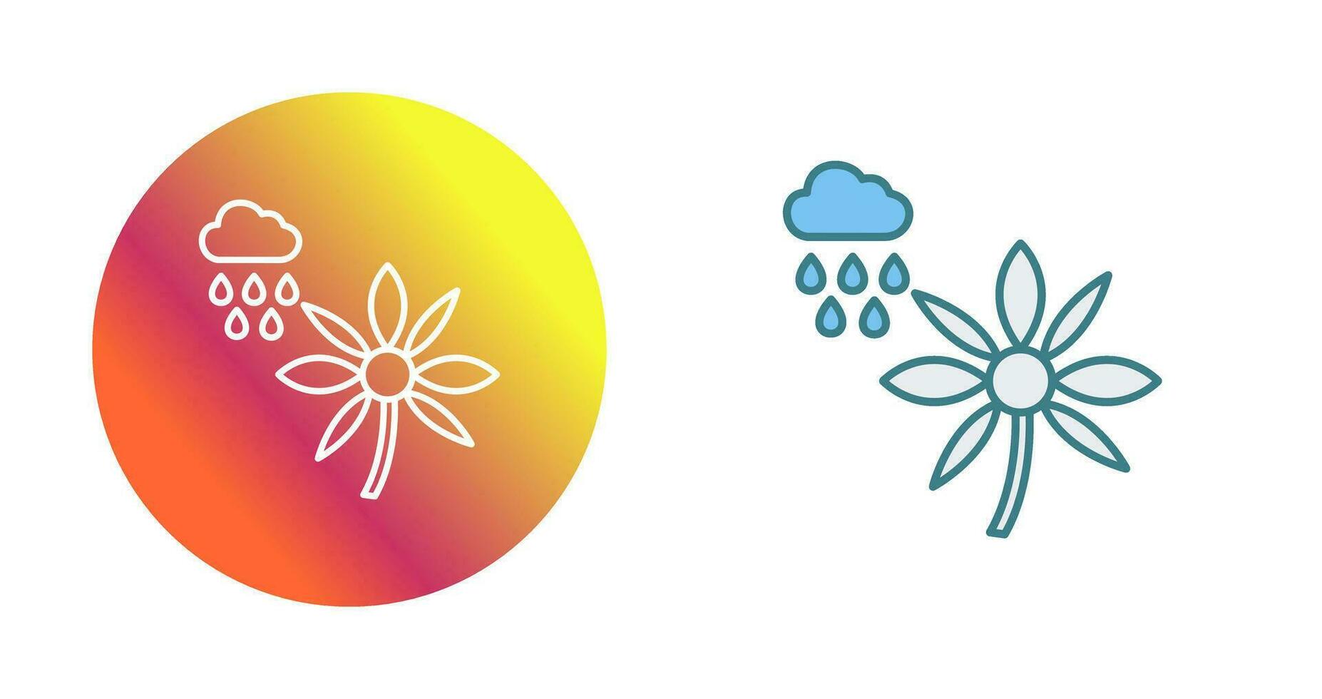 Flower with rain Vector Icon