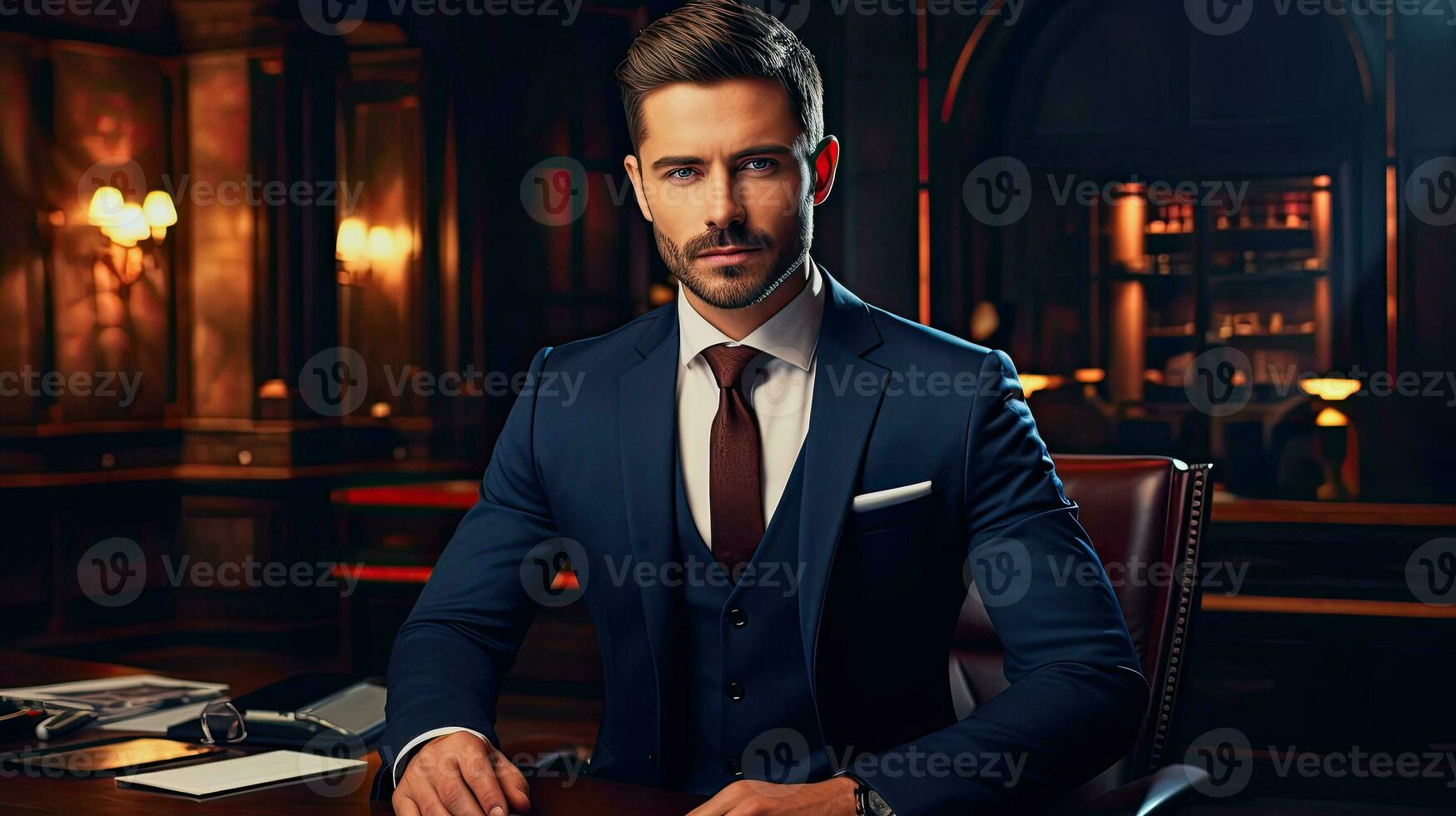 ai generative, handsome man in business outfit photo