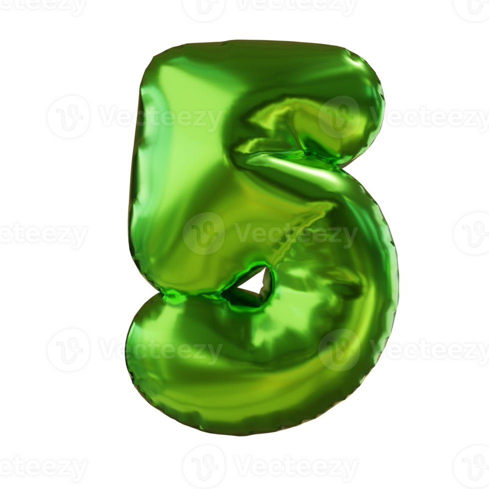Number 5 -shaped balloons PNG