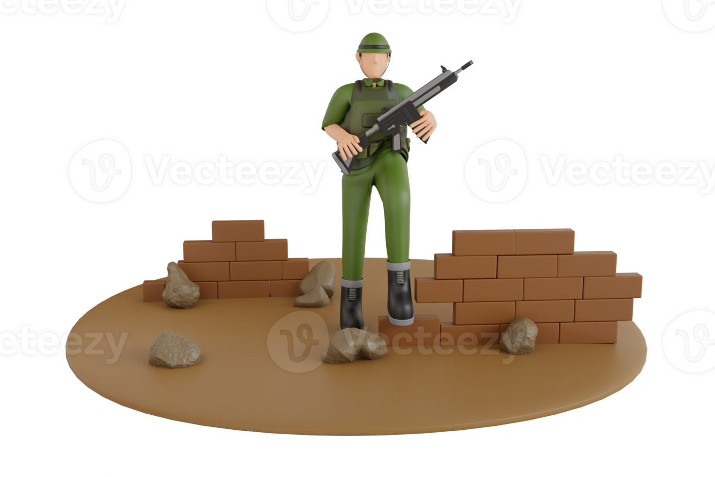 army training 3d illustration. Military training in the camp. 3d illustration png