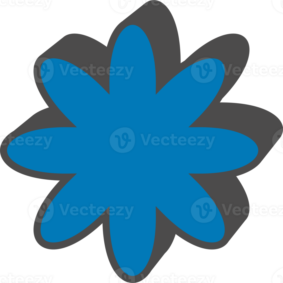 Abstract geometric element. Neobrutalism graphic shape. Minimal groovy Y2k retro sticker. Retro label. Simple blue star flower png