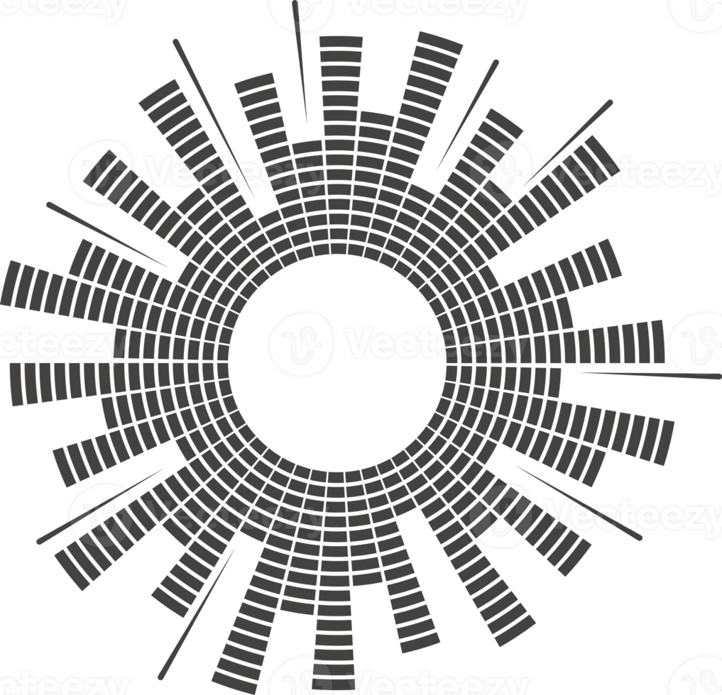 cercle du son vague. l'audio la musique égaliseur. rond circulaire icône. spectre radial modèle et la fréquence Cadre png