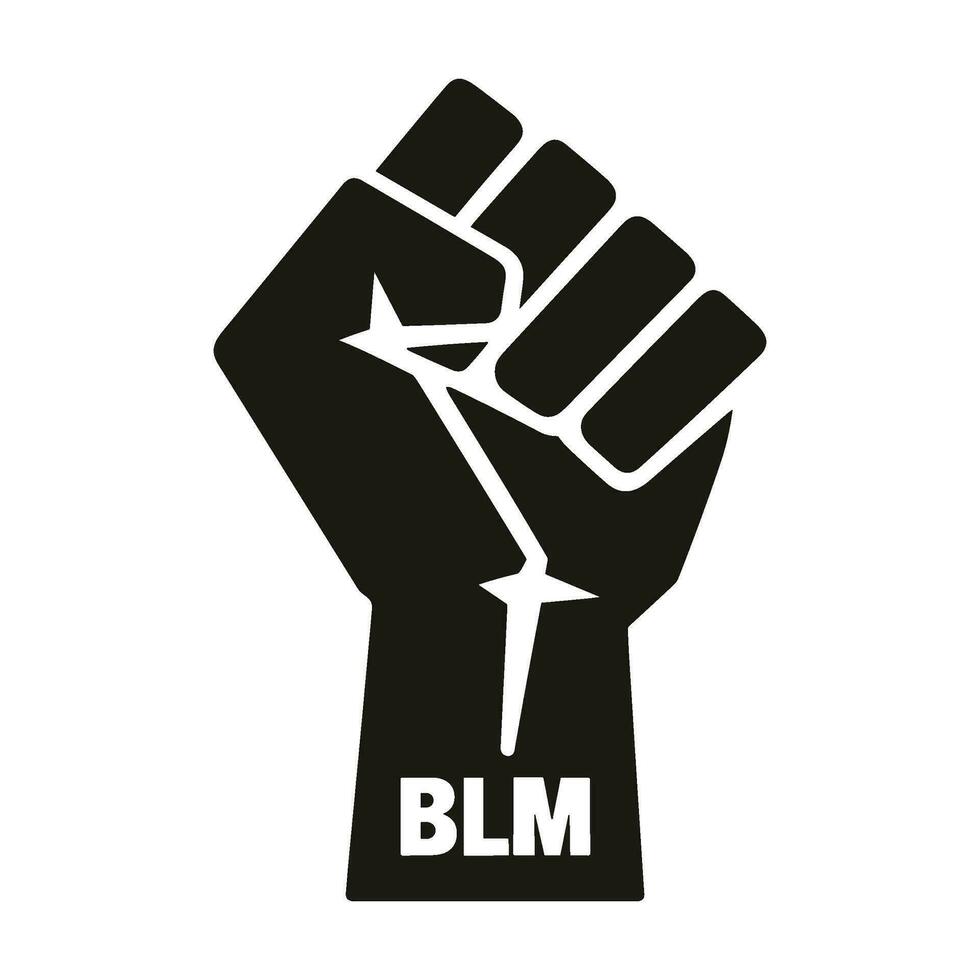 Black lives matter hand icon. Anti racism race equality. Protest, stop racism, raised fist, freedom movement, equality symbol. Flat vector illustration, EPS 10.