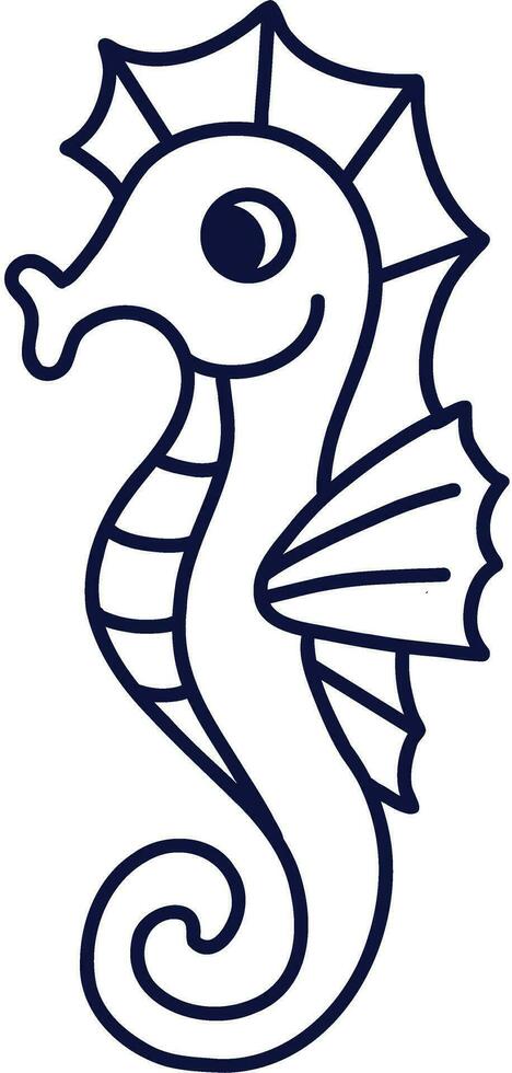 Sea Horse is cute. line illustration. Marine, sea, and ocean animals. Vector illustration