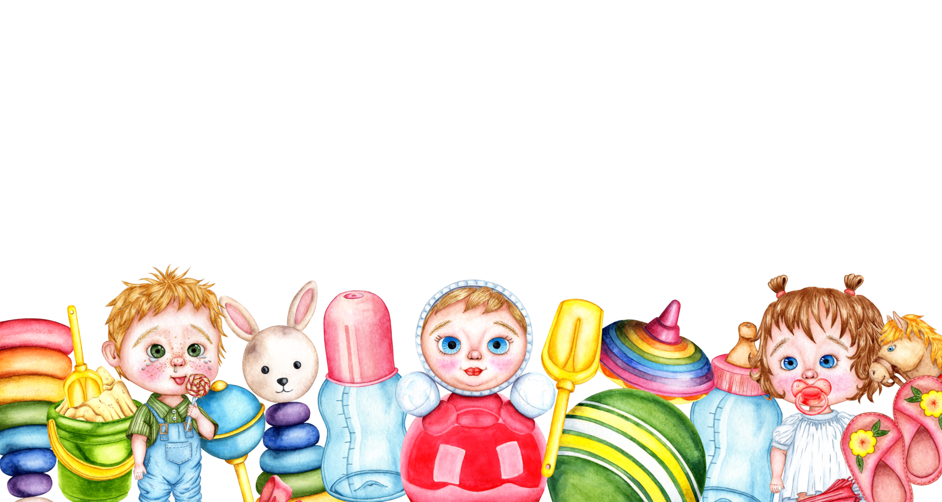 Joyeux bébé clipart. Séparez les images transparentes. Cadre de dessin  animé avec enfants, jouets et bonbons. Clipart pour enfants, cadre photo  avec espace de copie -  France