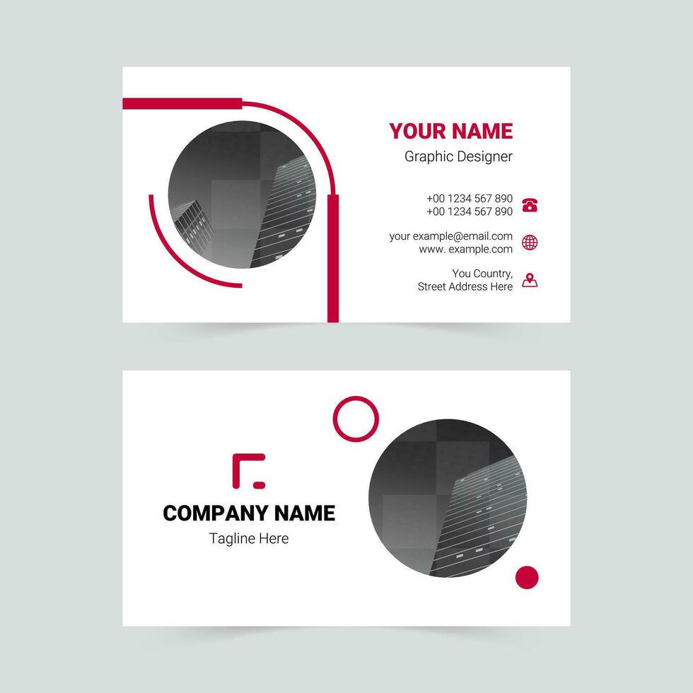 Red creative business card template vector