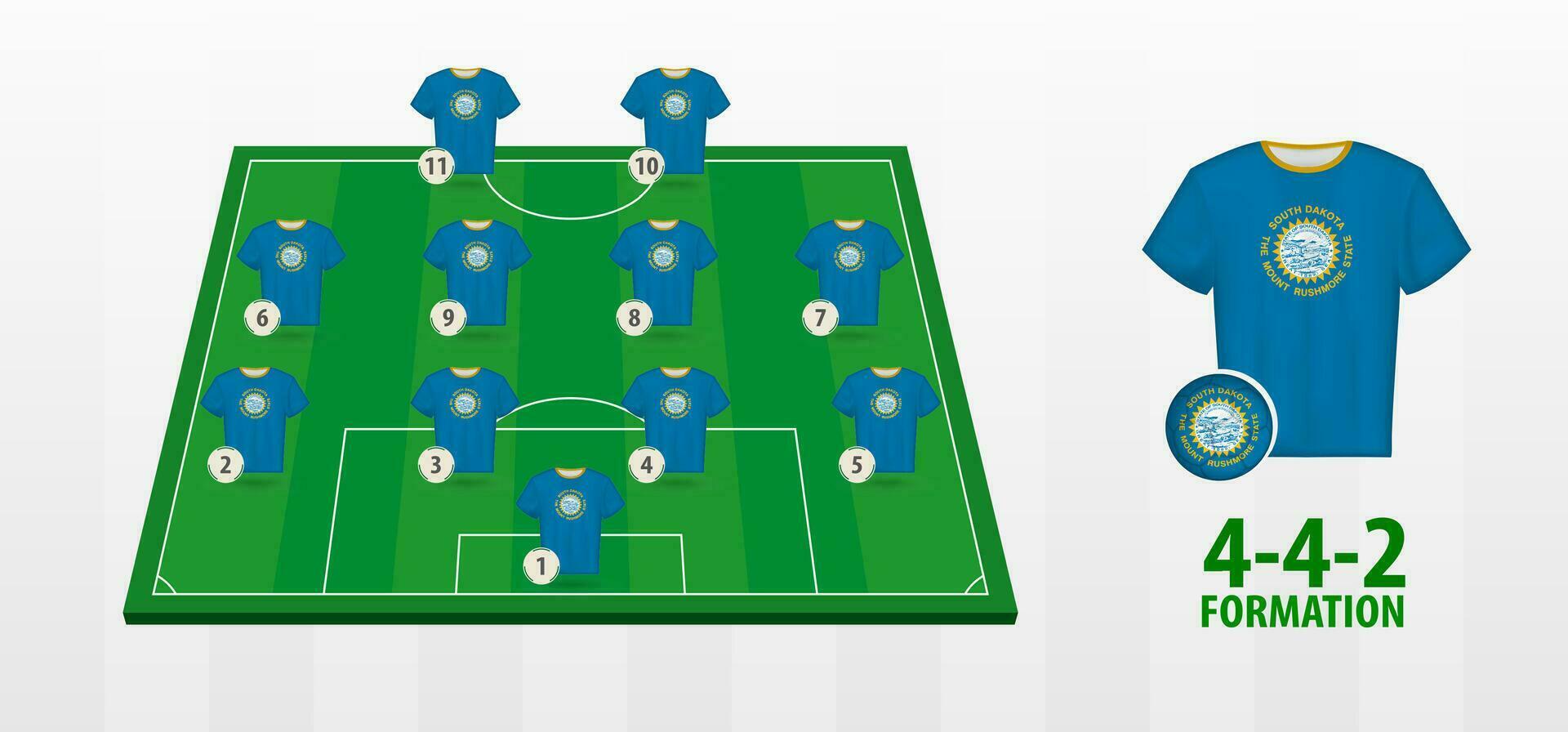 South Dakota National Football Team Formation on Football Field. vector