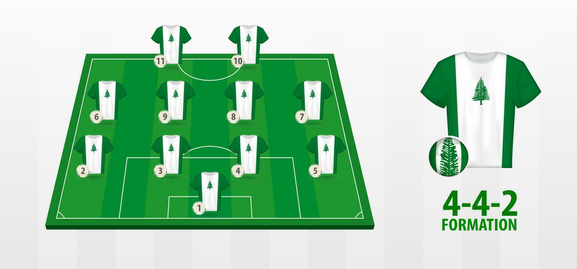 Norfolk Island National Football Team Formation on Football Field. vector