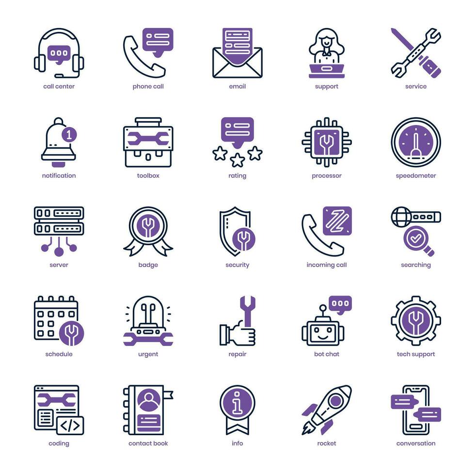 Technology Support icon pack for your website design, logo, app, and user interface. Technology Support icon dual tone design. Vector graphics illustration and editable stroke.