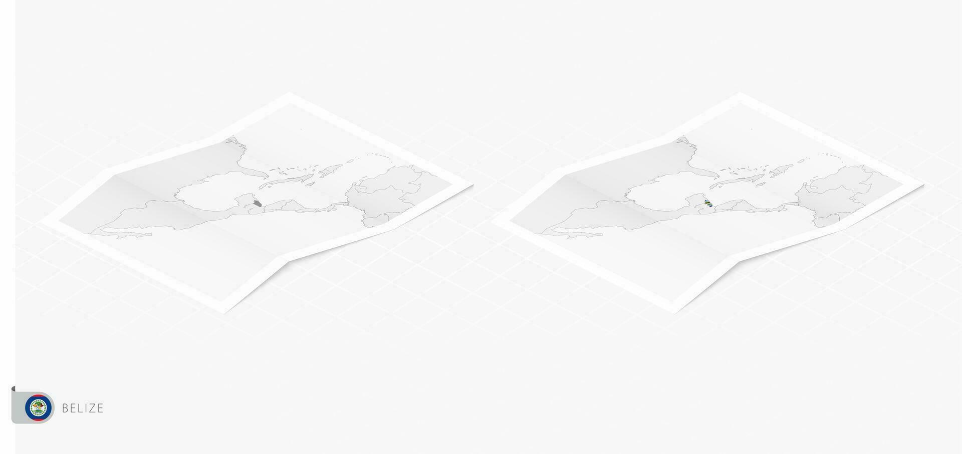 conjunto de dos realista mapa de belice con sombra. el bandera y mapa de belice en isométrica estilo. vector