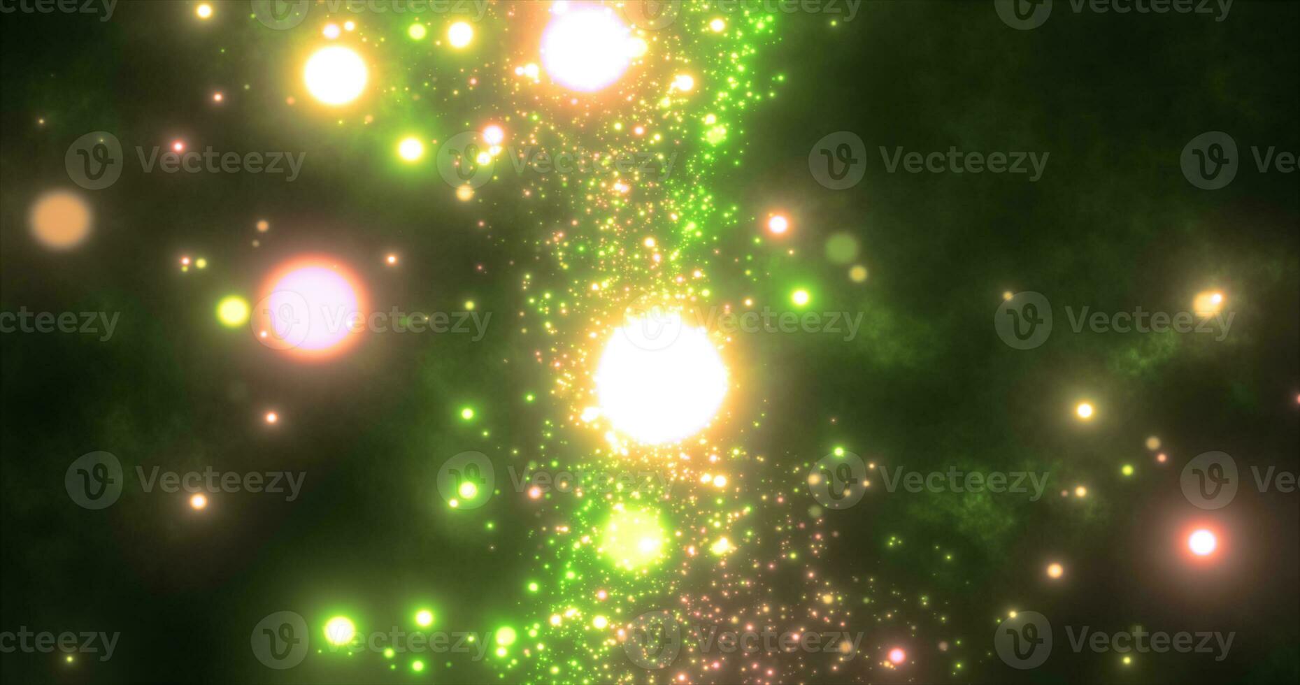 Abstract green energy particles and waves magical bright glowing futuristic hi-tech with blur effect and bokeh background photo