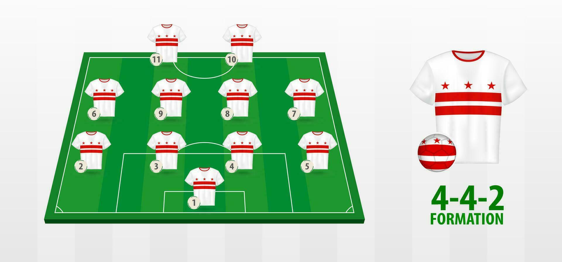 District of Columbia National Football Team Formation on Football Field. vector