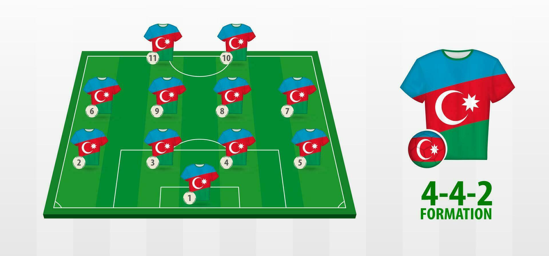 Azerbaijan National Football Team Formation on Football Field. vector