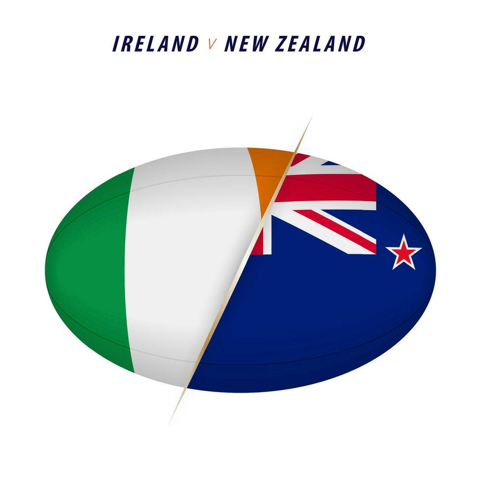 Rugby competition Ireland vs New Zealand. Rugby versus icon for quarter finals. vector