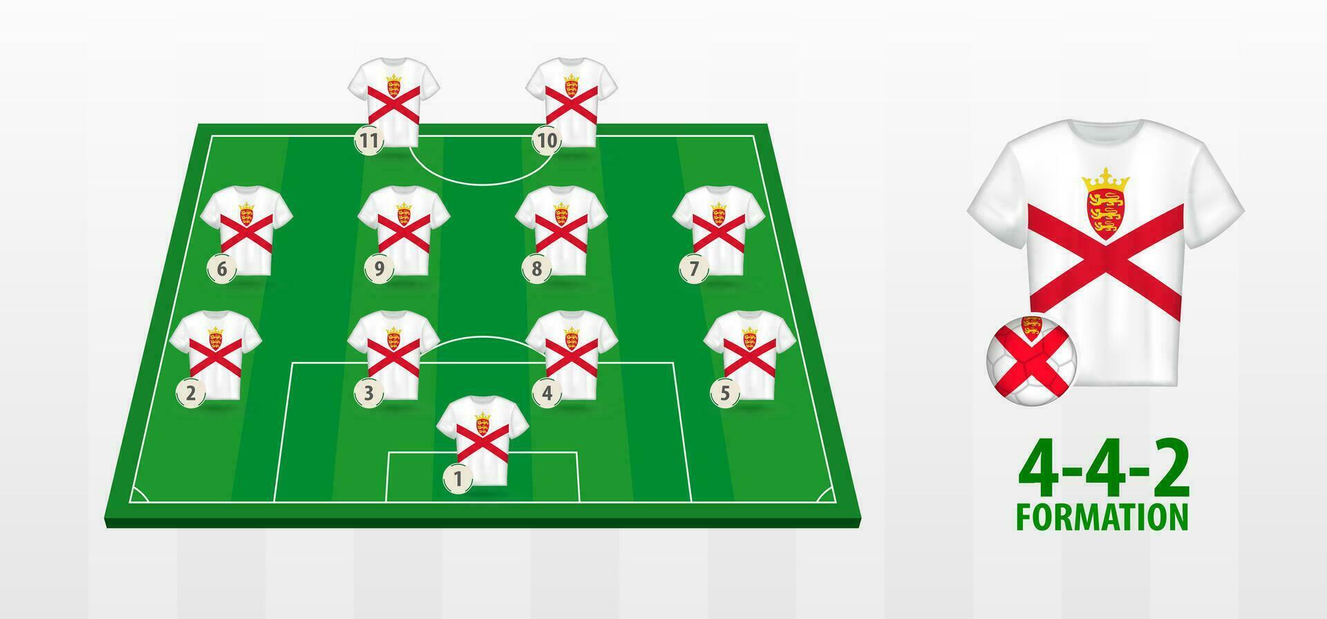 Jersey National Football Team Formation on Football Field. vector