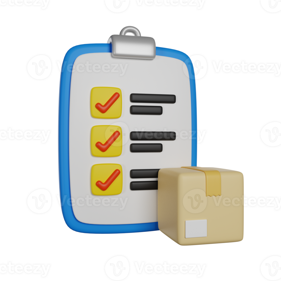 Checklist Delivery 3D render icon png