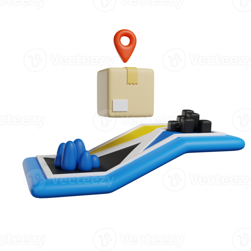 Delivery Map Location 3D render icon png