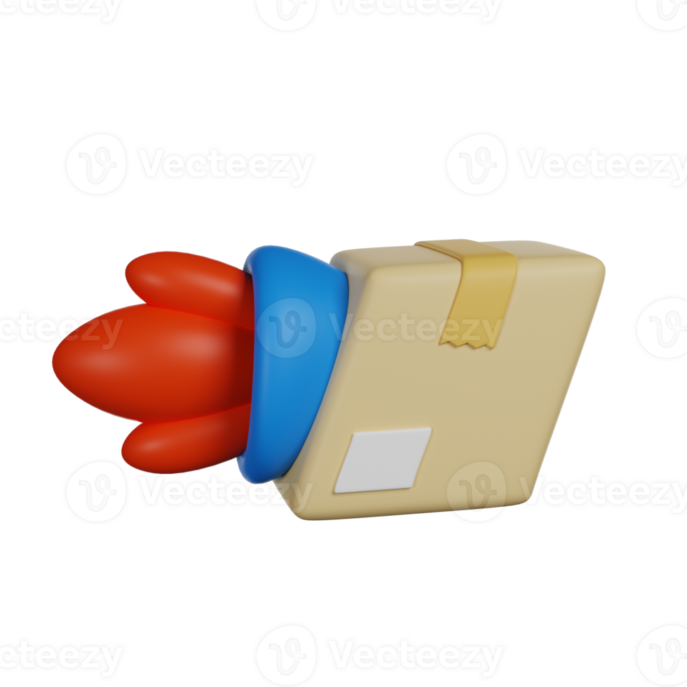 Rocket Box Fast Delivery 3D render icon png