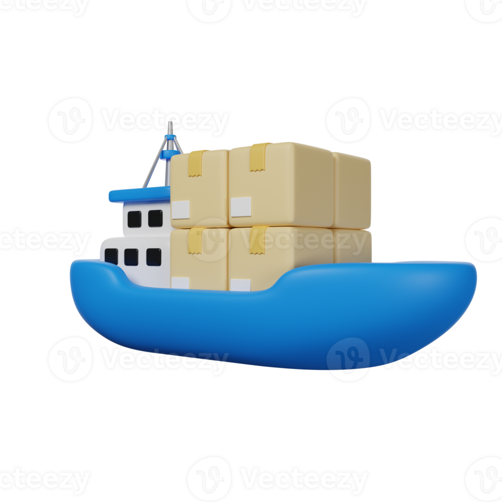 Cargo Ship Delivery 3D render icon png