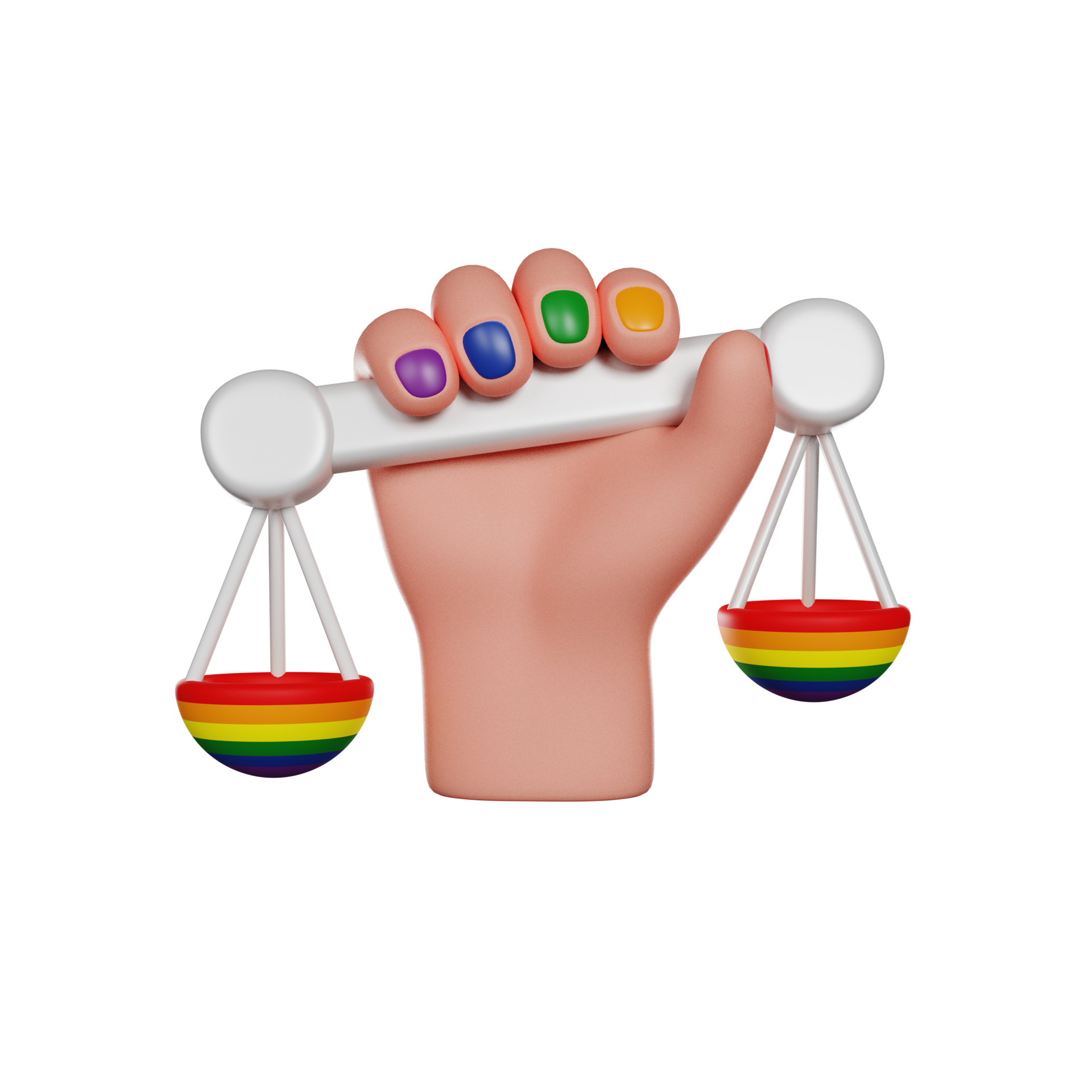 Hand hold Scales, Pride Month, Human Rights, Social Justice, 3D render 
