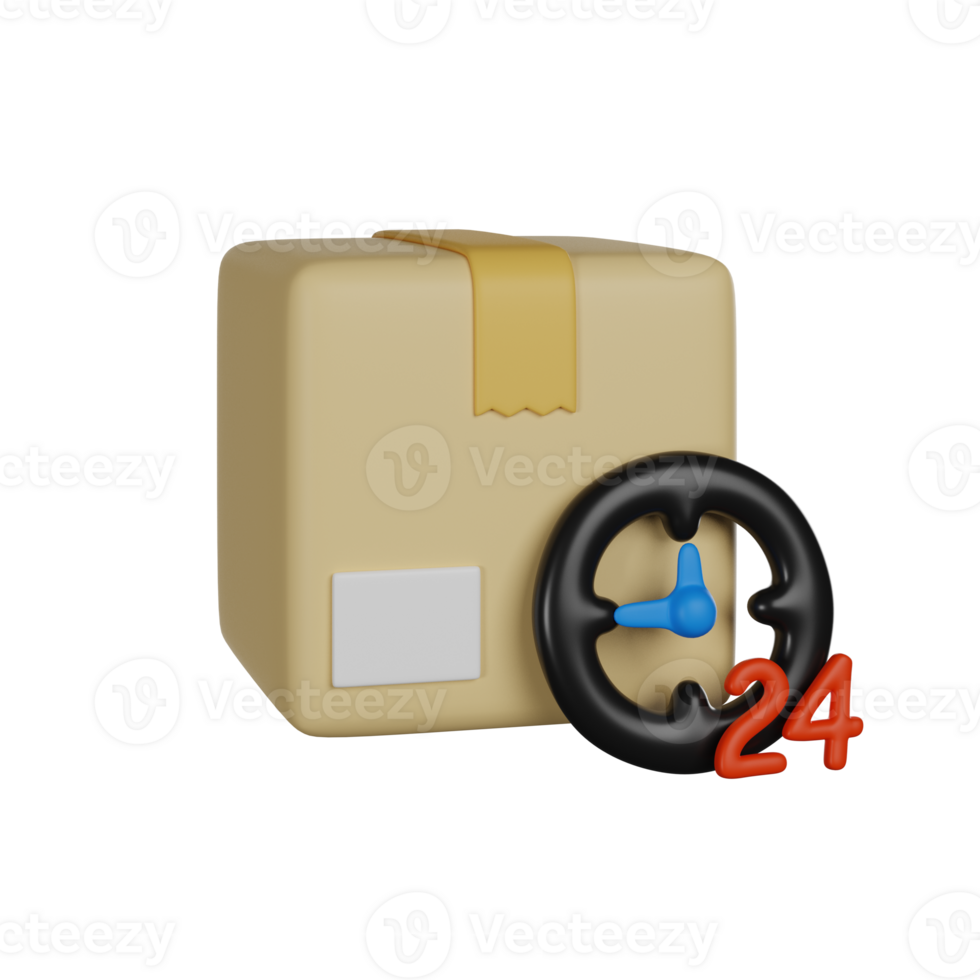 Round the Clock, 24 Hours, Full Time Delivery 3D render icon png