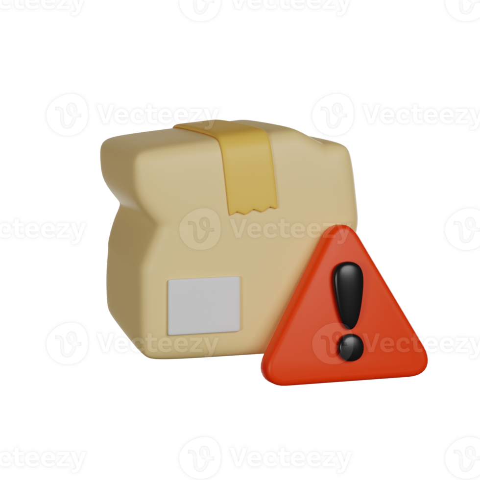 Broken Package Delivery 3D render icon png