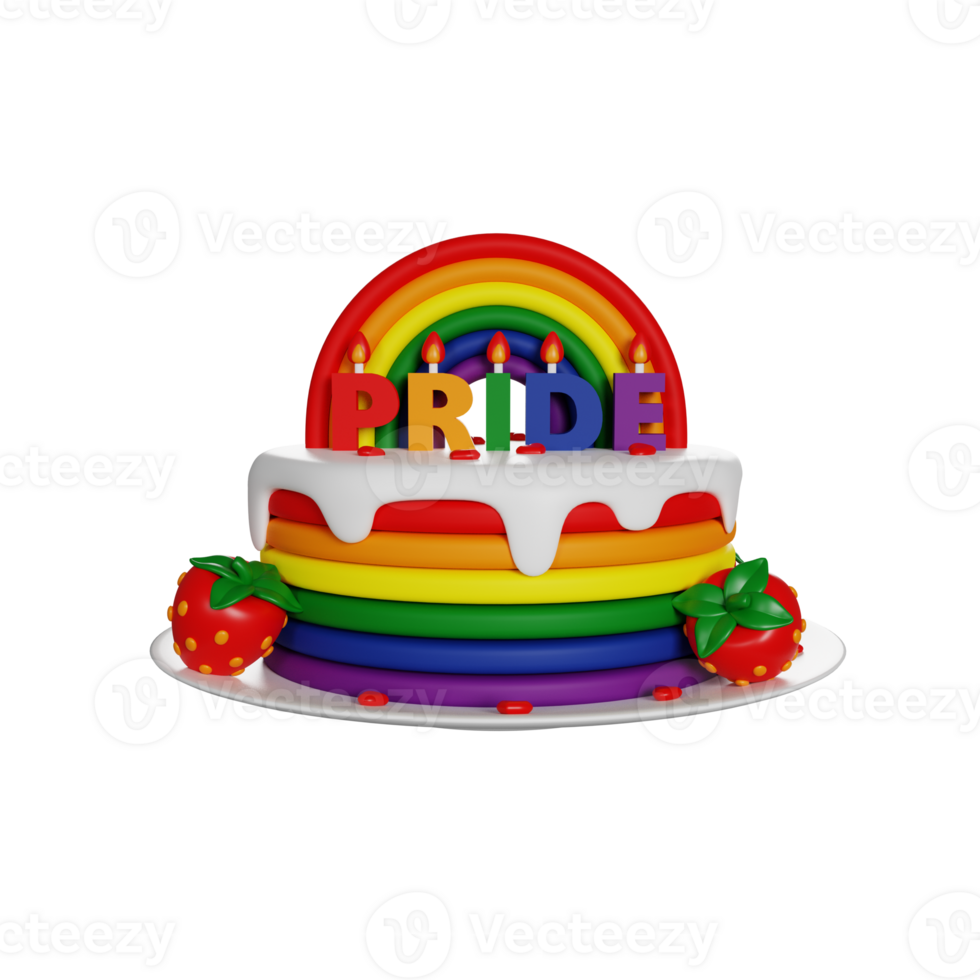 Pride Cake, LGBTQ, Rainbow LGBT, Human Rights, 3D render icon png