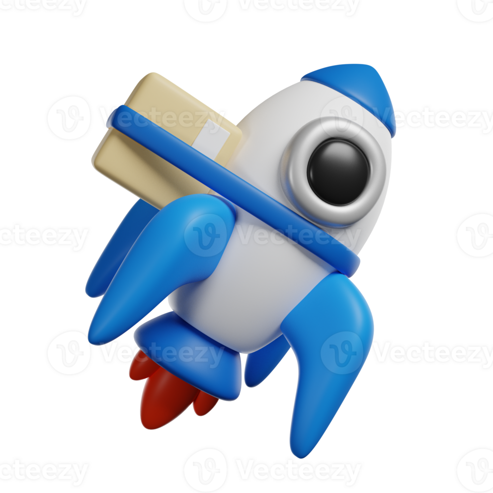 Fast Rocket Delivery 3D render icon png