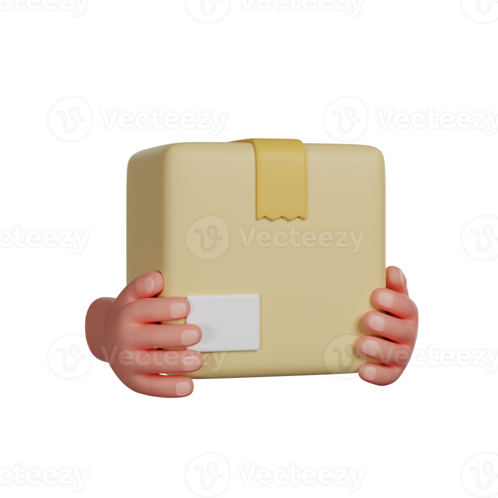 Courier Hands Hold the Parcel 3D render icon png