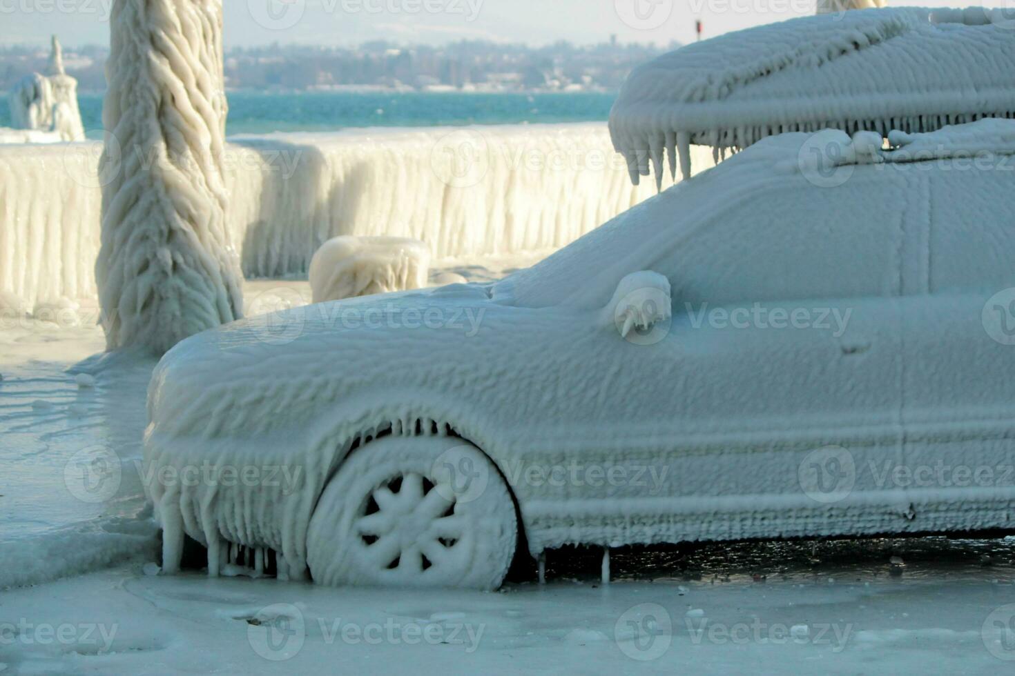 Frozen car, Versoix, Switzerland photo