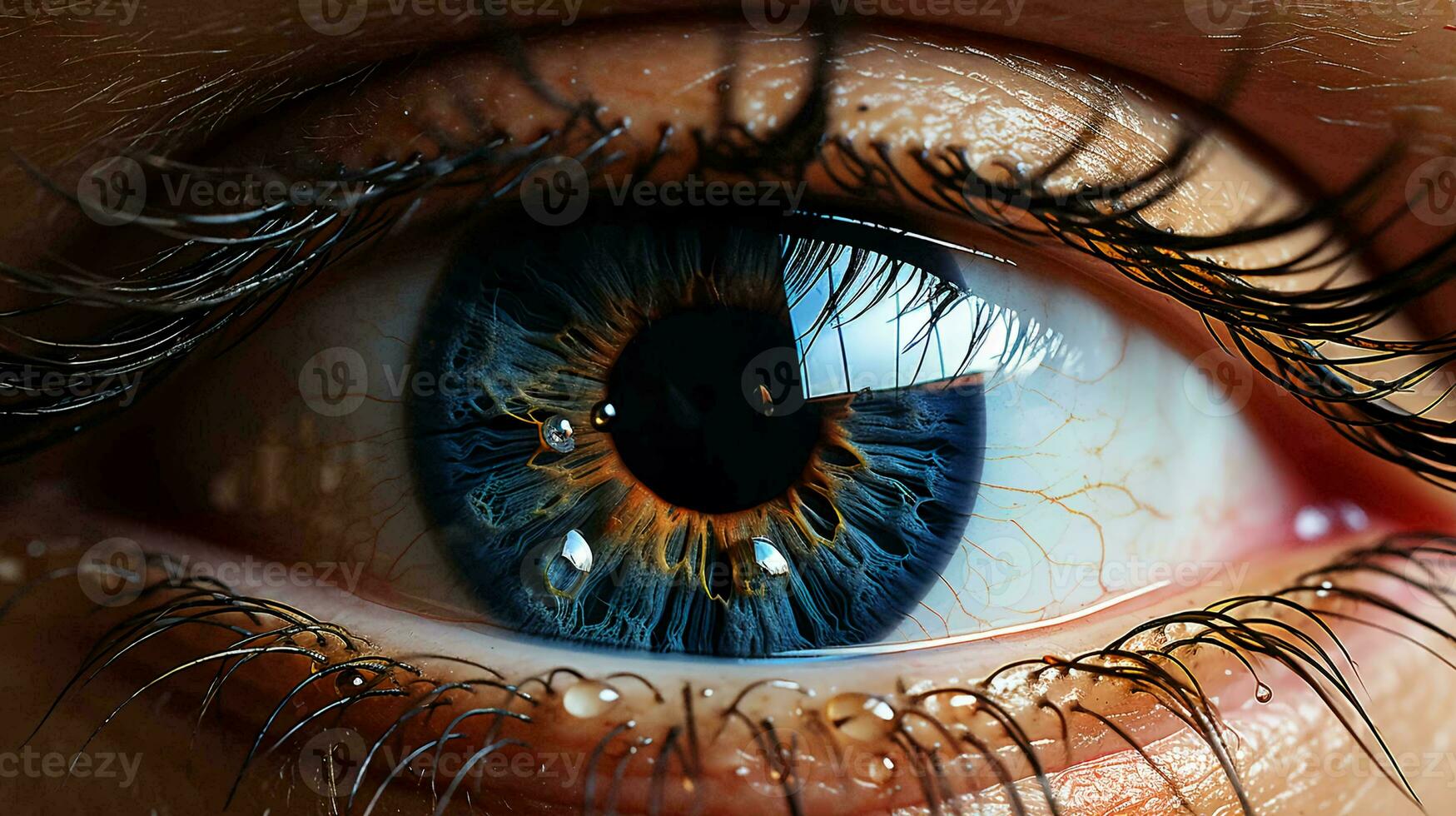 A close view of the high-tech eye. Retinal scanning for personal identification. Concept of laser vision correction, scanning and computer vision photo