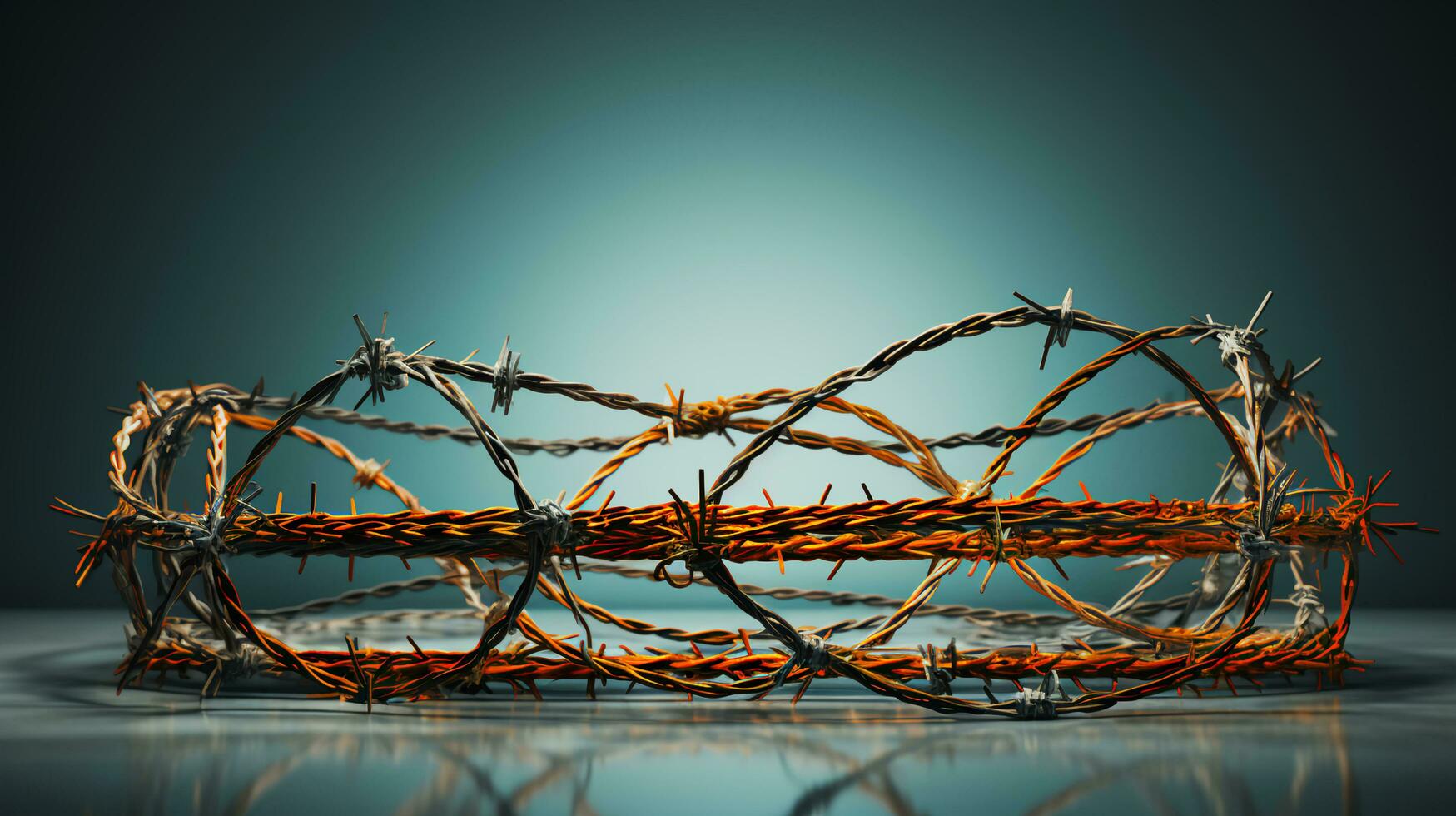 Barbed wire wall. Concept of prohibitions and barriers photo