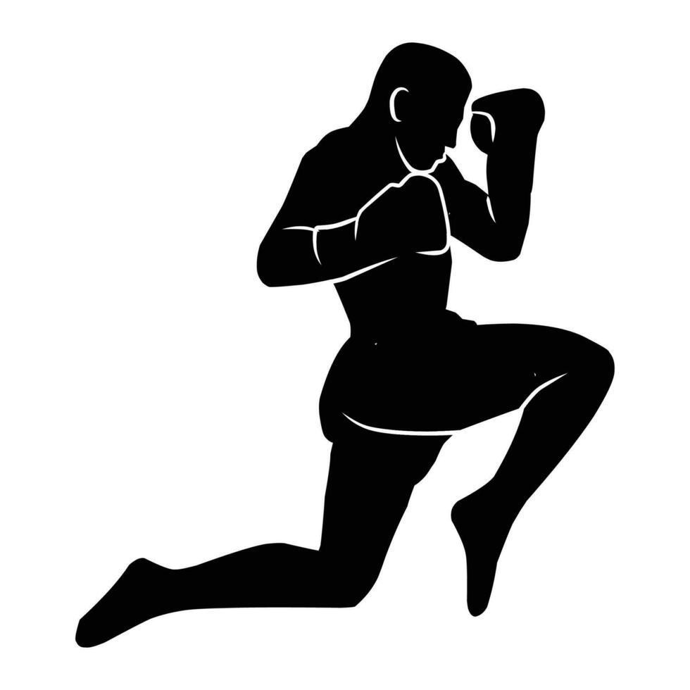 Boxer silueta mano dibujo. gráfico bienes en el formar de oscuridad de boxeo jugadores ese lata ser usado para antecedentes diseños vector