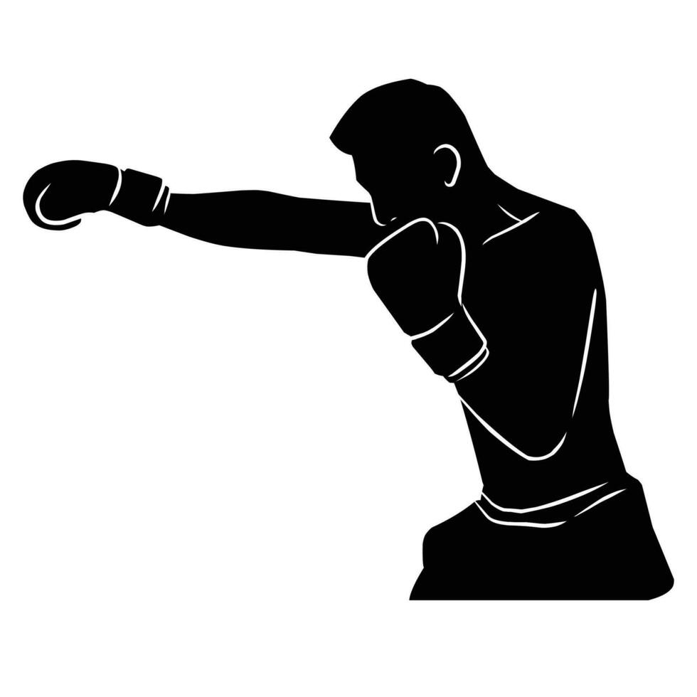 boxer silhouette hand drawing. graphic assets in the form of shadows of boxing players that can be used for background designs vector